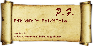 Pádár Felícia névjegykártya