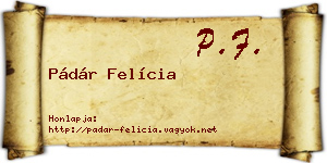 Pádár Felícia névjegykártya